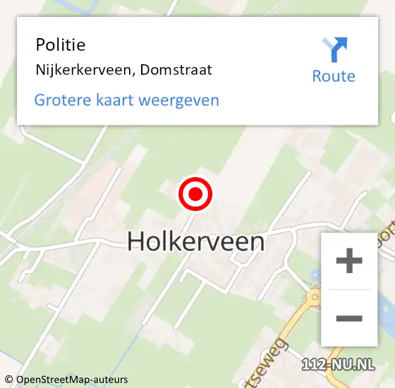 Locatie op kaart van de 112 melding: Politie Nijkerkerveen, Domstraat op 29 juni 2022 08:32