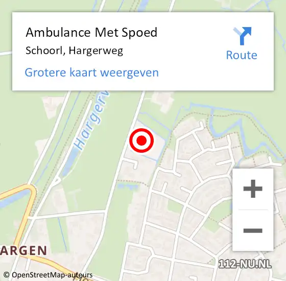 Locatie op kaart van de 112 melding: Ambulance Met Spoed Naar Schoorl, Hargerweg op 29 juni 2022 09:35
