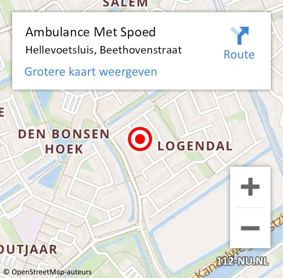 Locatie op kaart van de 112 melding: Ambulance Met Spoed Naar Hellevoetsluis, Beethovenstraat op 29 juni 2022 10:10