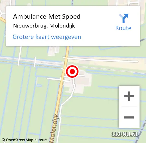 Locatie op kaart van de 112 melding: Ambulance Met Spoed Naar Nieuwerbrug, Molendijk op 29 juni 2022 10:36