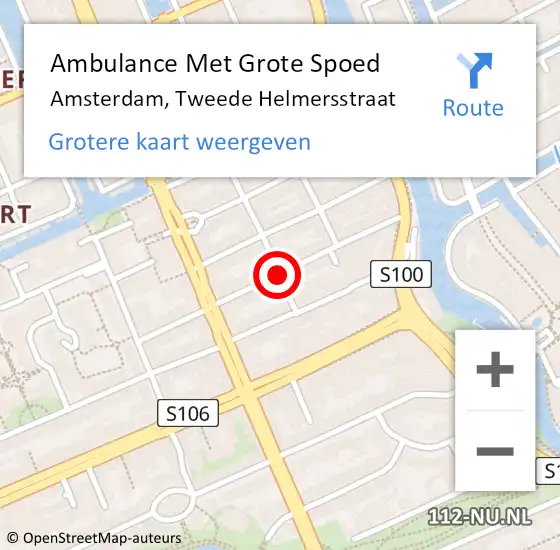 Locatie op kaart van de 112 melding: Ambulance Met Grote Spoed Naar Amsterdam, Tweede Helmersstraat op 21 juli 2014 17:58