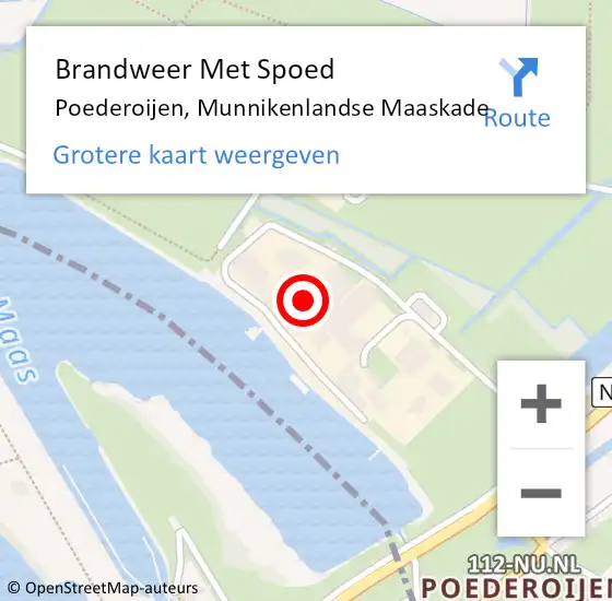 Locatie op kaart van de 112 melding: Brandweer Met Spoed Naar Poederoijen, Munnikenlandse Maaskade op 29 juni 2022 11:19