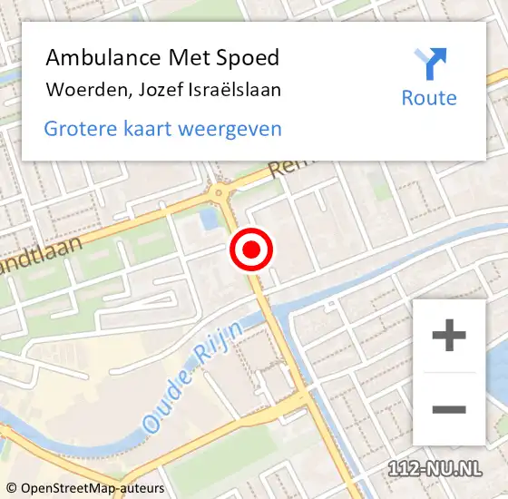 Locatie op kaart van de 112 melding: Ambulance Met Spoed Naar Woerden, Jozef Israëlslaan op 29 juni 2022 12:50