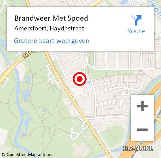 Locatie op kaart van de 112 melding: Brandweer Met Spoed Naar Amersfoort, Haydnstraat op 29 juni 2022 14:37