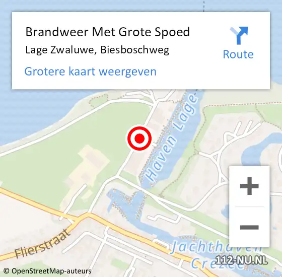 Locatie op kaart van de 112 melding: Brandweer Met Grote Spoed Naar Lage Zwaluwe, Biesboschweg op 29 juni 2022 14:45