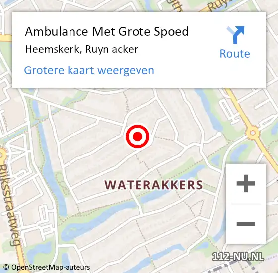 Locatie op kaart van de 112 melding: Ambulance Met Grote Spoed Naar Heemskerk, Ruyn acker op 29 juni 2022 15:00