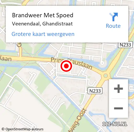 Locatie op kaart van de 112 melding: Brandweer Met Spoed Naar Veenendaal, Ghandistraat op 29 juni 2022 16:12