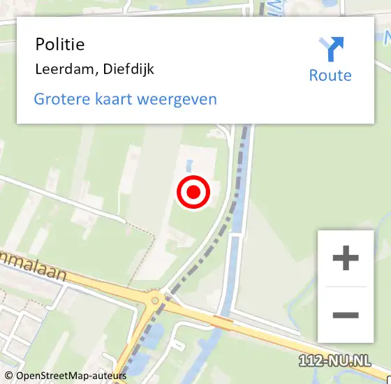 Locatie op kaart van de 112 melding: Politie Leerdam, Diefdijk op 29 juni 2022 17:22