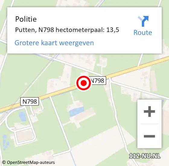 Locatie op kaart van de 112 melding: Politie Putten, N798 hectometerpaal: 13,5 op 29 juni 2022 17:29