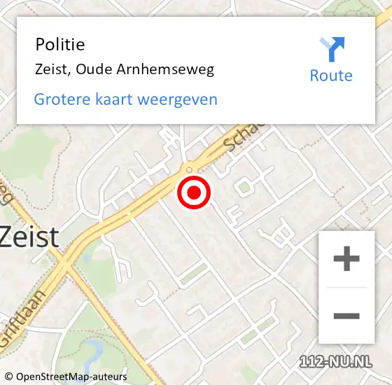 Locatie op kaart van de 112 melding: Politie Zeist, Oude Arnhemseweg op 29 juni 2022 18:51