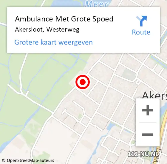 Locatie op kaart van de 112 melding: Ambulance Met Grote Spoed Naar Akersloot, Westerweg op 29 juni 2022 18:57