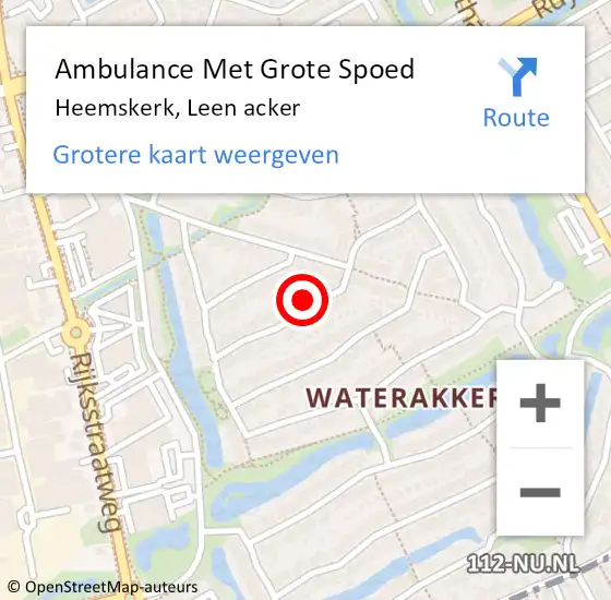 Locatie op kaart van de 112 melding: Ambulance Met Grote Spoed Naar Heemskerk, Leen acker op 29 juni 2022 19:41