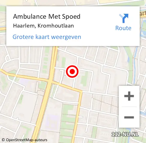 Locatie op kaart van de 112 melding: Ambulance Met Spoed Naar Haarlem, Kromhoutlaan op 29 juni 2022 20:38