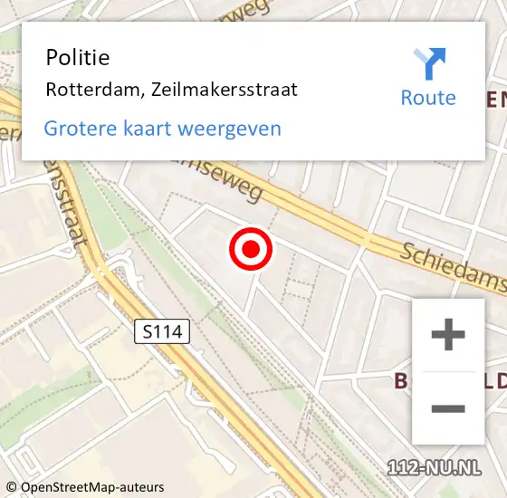 Locatie op kaart van de 112 melding: Politie Rotterdam, Zeilmakersstraat op 29 juni 2022 21:22