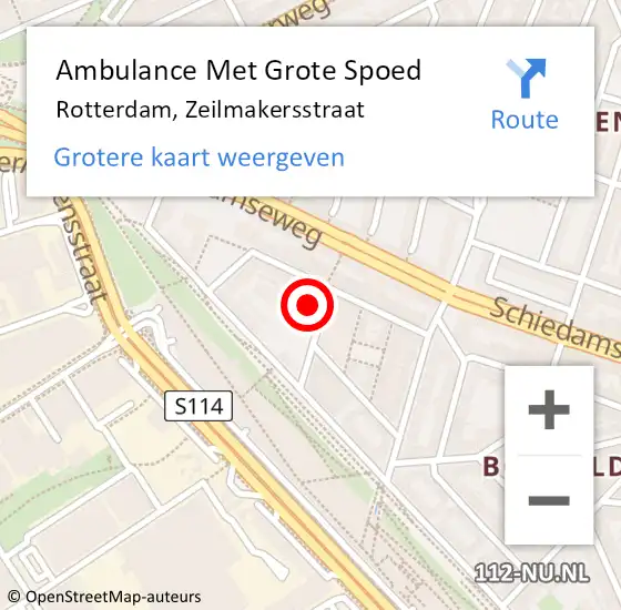 Locatie op kaart van de 112 melding: Ambulance Met Grote Spoed Naar Rotterdam, Zeilmakersstraat op 29 juni 2022 21:22