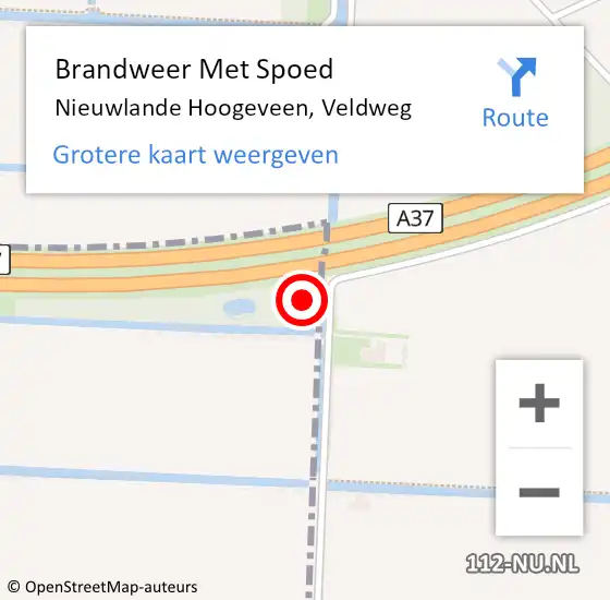 Locatie op kaart van de 112 melding: Brandweer Met Spoed Naar Nieuwlande Hoogeveen, Veldweg op 29 juni 2022 22:02