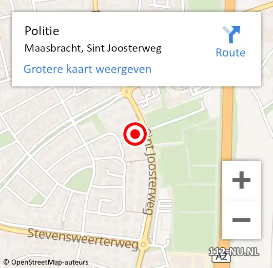 Locatie op kaart van de 112 melding: Politie Maasbracht, Sint Joosterweg op 29 juni 2022 22:43