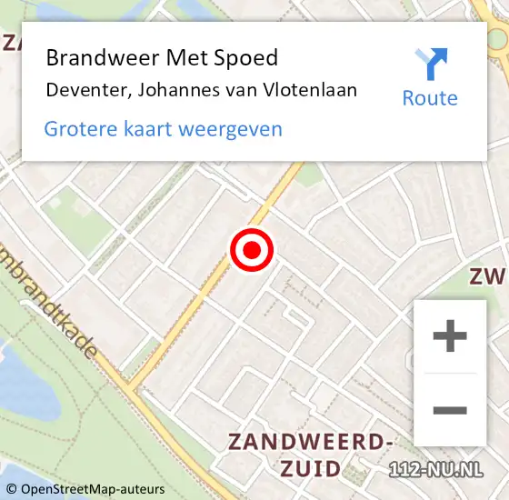 Locatie op kaart van de 112 melding: Brandweer Met Spoed Naar Deventer, Johannes van Vlotenlaan op 30 juni 2022 01:23