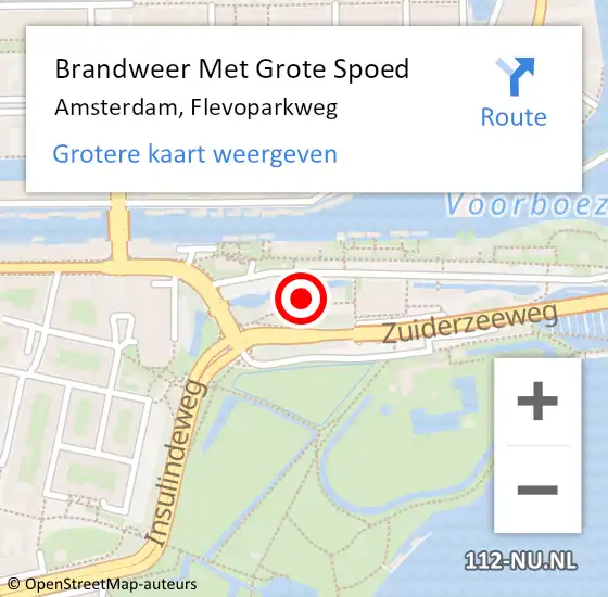 Locatie op kaart van de 112 melding: Brandweer Met Grote Spoed Naar Amsterdam, Flevoparkweg op 30 juni 2022 02:09