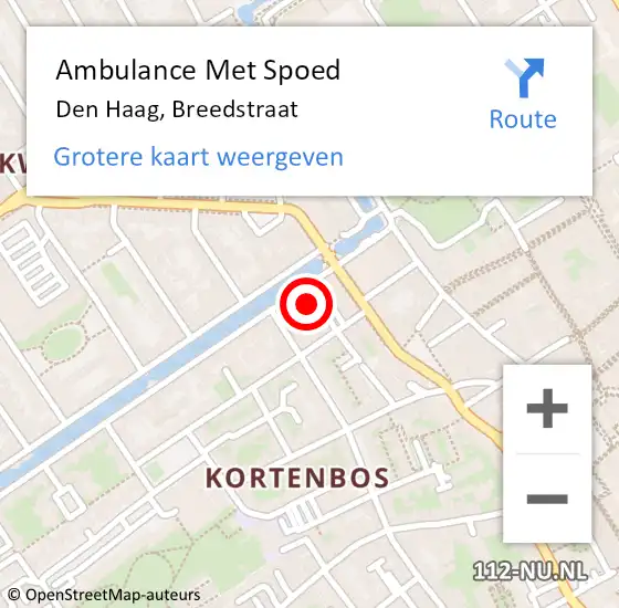 Locatie op kaart van de 112 melding: Ambulance Met Spoed Naar Den Haag, Breedstraat op 30 juni 2022 04:14