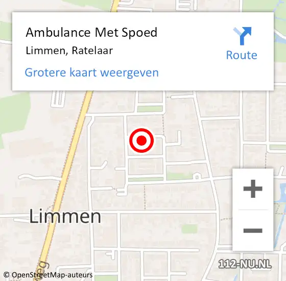Locatie op kaart van de 112 melding: Ambulance Met Spoed Naar Limmen, Ratelaar op 30 juni 2022 06:14