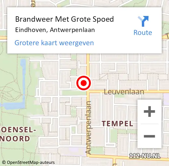 Locatie op kaart van de 112 melding: Brandweer Met Grote Spoed Naar Eindhoven, Antwerpenlaan op 30 juni 2022 08:40