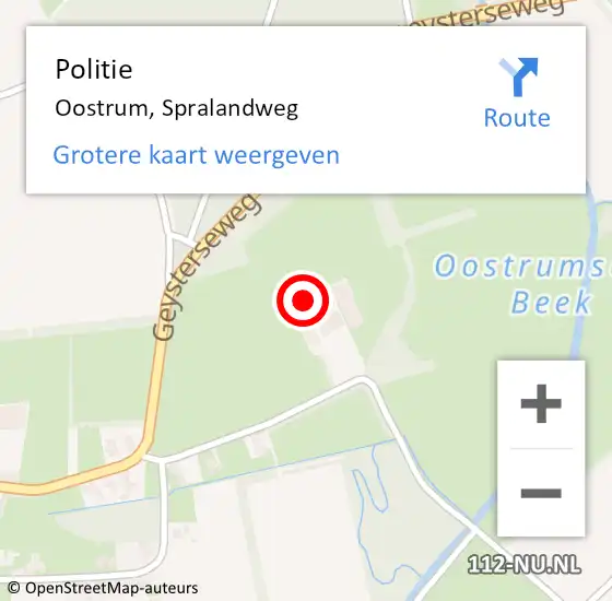Locatie op kaart van de 112 melding: Politie Oostrum, Spralandweg op 30 juni 2022 11:46