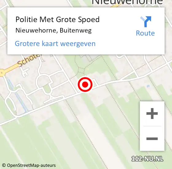 Locatie op kaart van de 112 melding: Politie Met Grote Spoed Naar Nieuwehorne, Buitenweg op 30 juni 2022 11:49