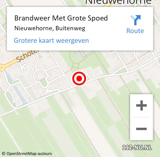 Locatie op kaart van de 112 melding: Brandweer Met Grote Spoed Naar Nieuwehorne, Buitenweg op 30 juni 2022 11:50