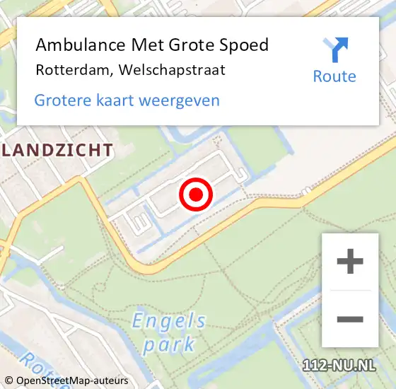 Locatie op kaart van de 112 melding: Ambulance Met Grote Spoed Naar Rotterdam, Welschapstraat op 30 juni 2022 12:27
