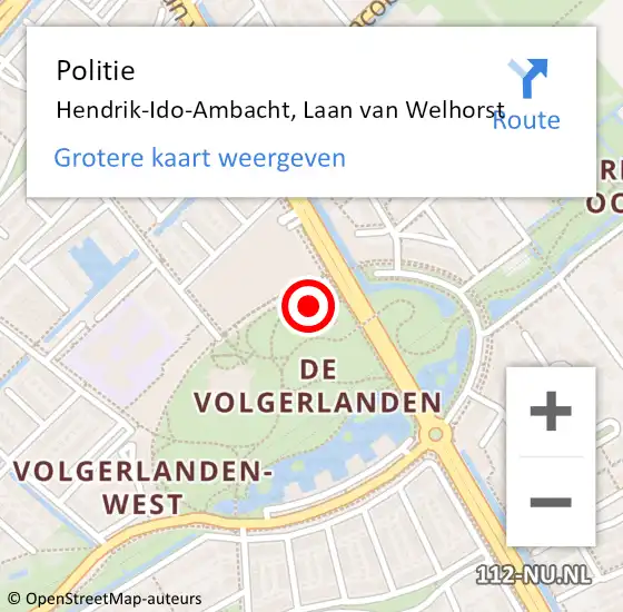 Locatie op kaart van de 112 melding: Politie Hendrik-Ido-Ambacht, Laan van Welhorst op 30 juni 2022 13:12
