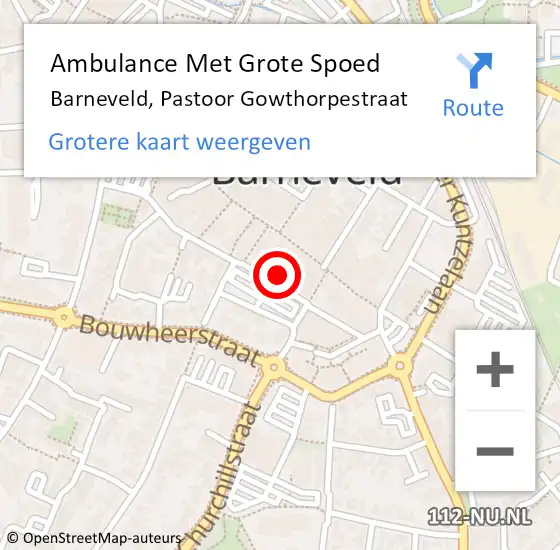 Locatie op kaart van de 112 melding: Ambulance Met Grote Spoed Naar Barneveld, Pastoor Gowthorpestraat op 30 juni 2022 14:09