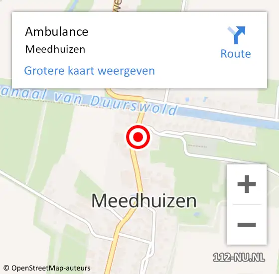 Locatie op kaart van de 112 melding: Ambulance Meedhuizen op 30 juni 2022 15:24