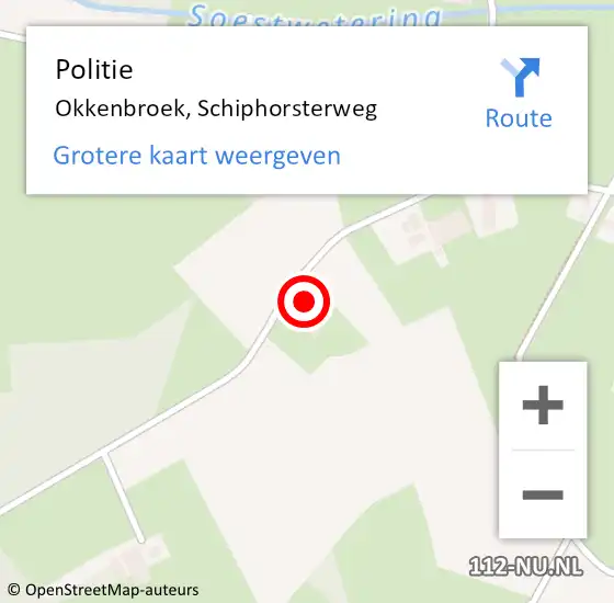 Locatie op kaart van de 112 melding: Politie Okkenbroek, Schiphorsterweg op 30 juni 2022 15:35