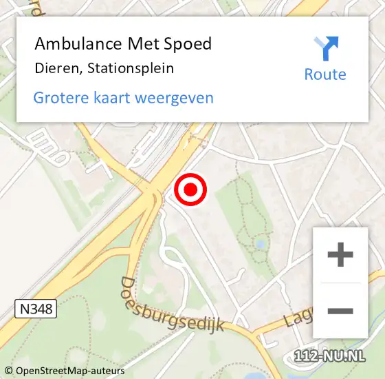 Locatie op kaart van de 112 melding: Ambulance Met Spoed Naar Dieren, Stationsplein op 30 juni 2022 21:43