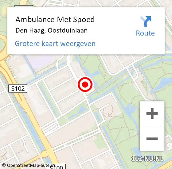 Locatie op kaart van de 112 melding: Ambulance Met Spoed Naar Den Haag, Oostduinlaan op 30 juni 2022 21:51