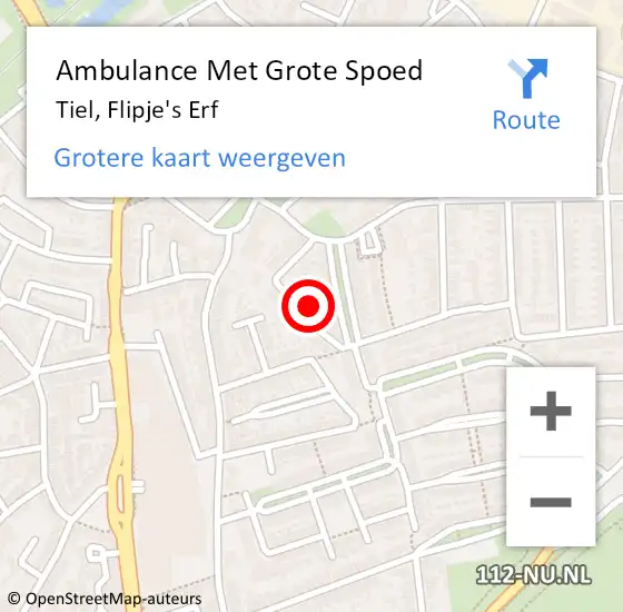 Locatie op kaart van de 112 melding: Ambulance Met Grote Spoed Naar Tiel, Flipje's Erf op 30 juni 2022 23:19