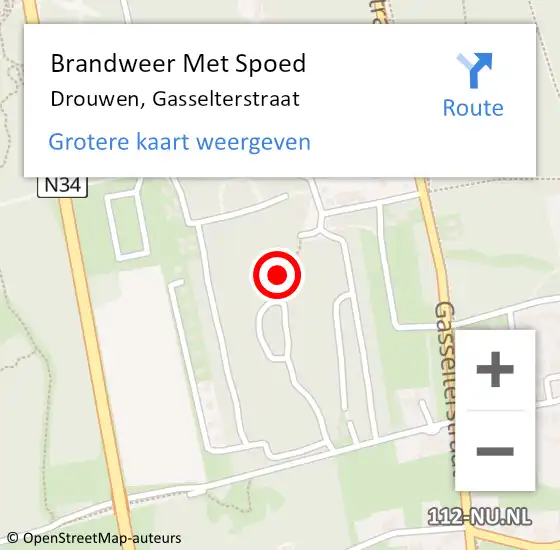 Locatie op kaart van de 112 melding: Brandweer Met Spoed Naar Drouwen, Gasselterstraat op 1 juli 2022 05:00