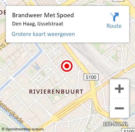 Locatie op kaart van de 112 melding: Brandweer Met Spoed Naar Den Haag, IJsselstraat op 1 juli 2022 06:46