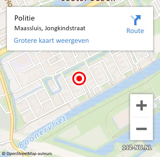Locatie op kaart van de 112 melding: Politie Maassluis, Jongkindstraat op 1 juli 2022 08:38