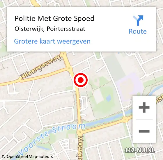 Locatie op kaart van de 112 melding: Politie Met Grote Spoed Naar Oisterwijk, Poirtersstraat op 1 juli 2022 16:36