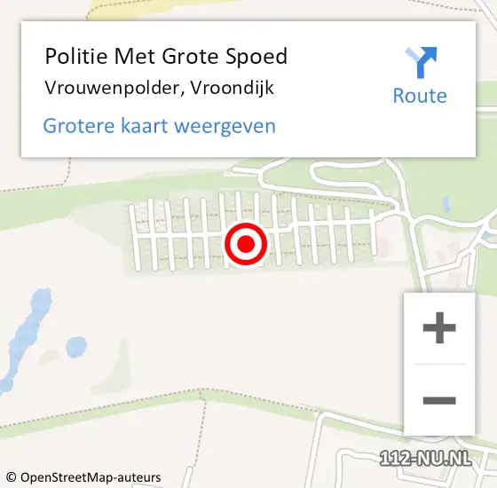 Locatie op kaart van de 112 melding: Politie Met Grote Spoed Naar Vrouwenpolder, Vroondijk op 1 juli 2022 17:08