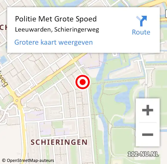 Locatie op kaart van de 112 melding: Politie Met Grote Spoed Naar Leeuwarden, Schieringerweg op 1 juli 2022 19:15