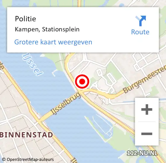 Locatie op kaart van de 112 melding: Politie Kampen, Stationsplein op 1 juli 2022 23:31