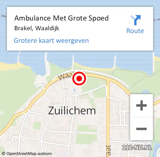 Locatie op kaart van de 112 melding: Ambulance Met Grote Spoed Naar Brakel, Waaldijk op 1 juli 2022 23:58