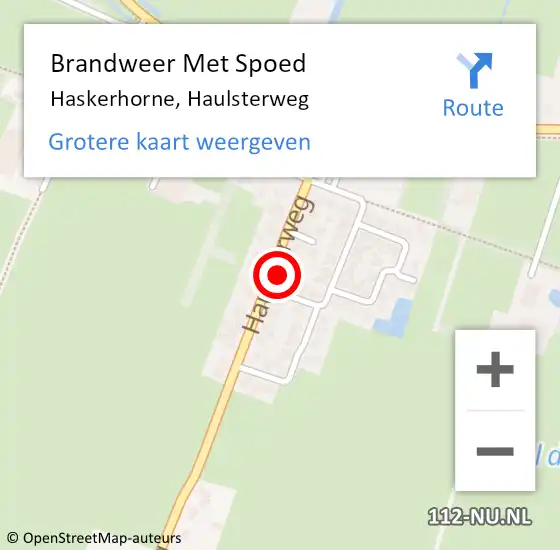 Locatie op kaart van de 112 melding: Brandweer Met Spoed Naar Haskerhorne, Haulsterweg op 2 juli 2022 03:49
