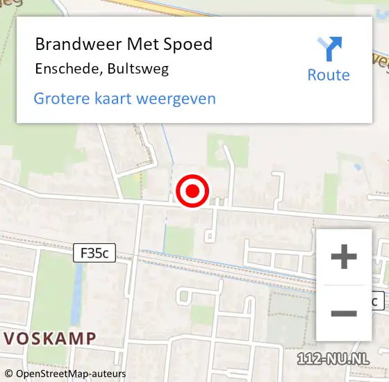 Locatie op kaart van de 112 melding: Brandweer Met Spoed Naar Enschede, Bultsweg op 2 juli 2022 03:57