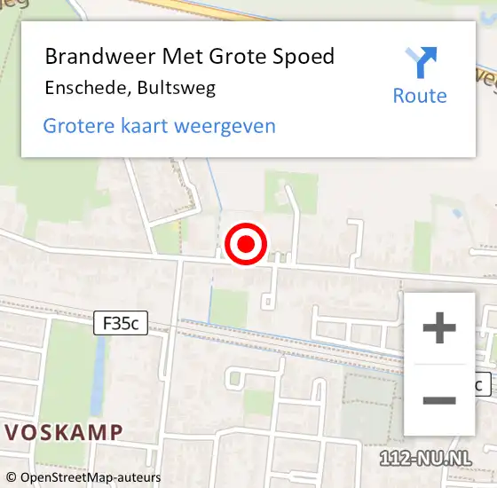 Locatie op kaart van de 112 melding: Brandweer Met Grote Spoed Naar Enschede, Bultsweg op 2 juli 2022 04:00