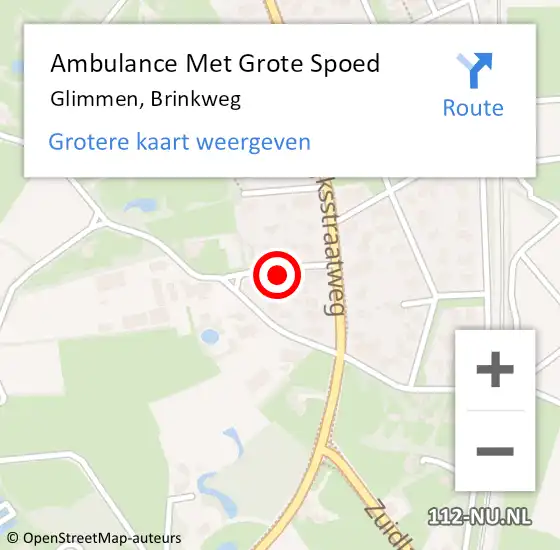 Locatie op kaart van de 112 melding: Ambulance Met Grote Spoed Naar Glimmen, Brinkweg op 2 juli 2022 09:49