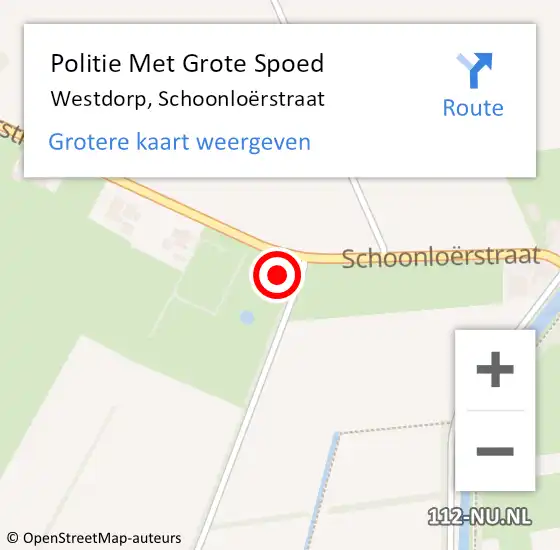 Locatie op kaart van de 112 melding: Politie Met Grote Spoed Naar Westdorp, Schoonloërstraat op 2 juli 2022 10:17